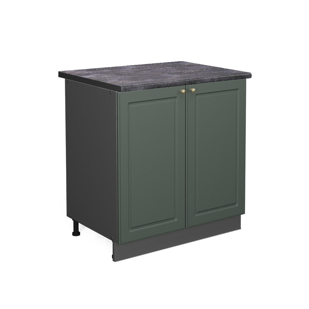 KÜCHENUNTERSCHRANK Fame-Line, Grün-Gold Landhaus/Anthrazit, 80 cm Arbeitsplatte Anthrazit - Anthrazit/Grün, Holzwerkstoff (80/82/60cm) - Vicco