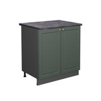 KÜCHENUNTERSCHRANK Fame-Line, Grün-Gold Landhaus/Anthrazit, 80 cm Arbeitsplatte Anthrazit - Anthrazit/Grün, Holzwerkstoff (80/82/60cm) - Vicco