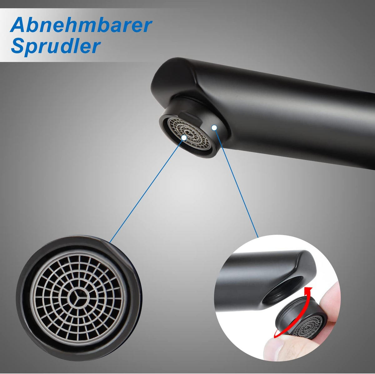 WASCHTISCHARMATUR Bachorw 14.6/4.6/17.4 cm - Schwarz, Metall (4.6/17.4/14.6cm) - ZMH