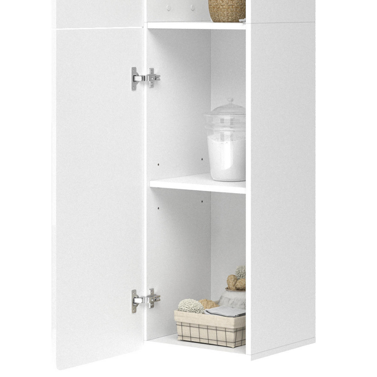 BADSCHRANK Izan Weiß 36.6 x 171.6 cm - Weiß, Holzwerkstoff (36.6/171.6/33.2cm) - Vicco
