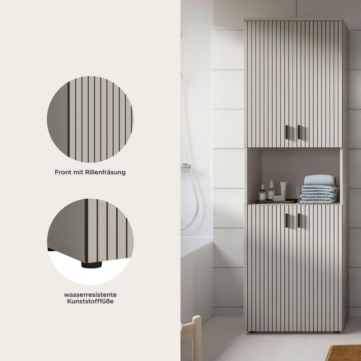 BADSCHRANK MONE (B/H/T: ca. 60/192/30 cm) in Kaschmir/Kaschmir - Kaschmir, Holzwerkstoff (60/192/30cm)