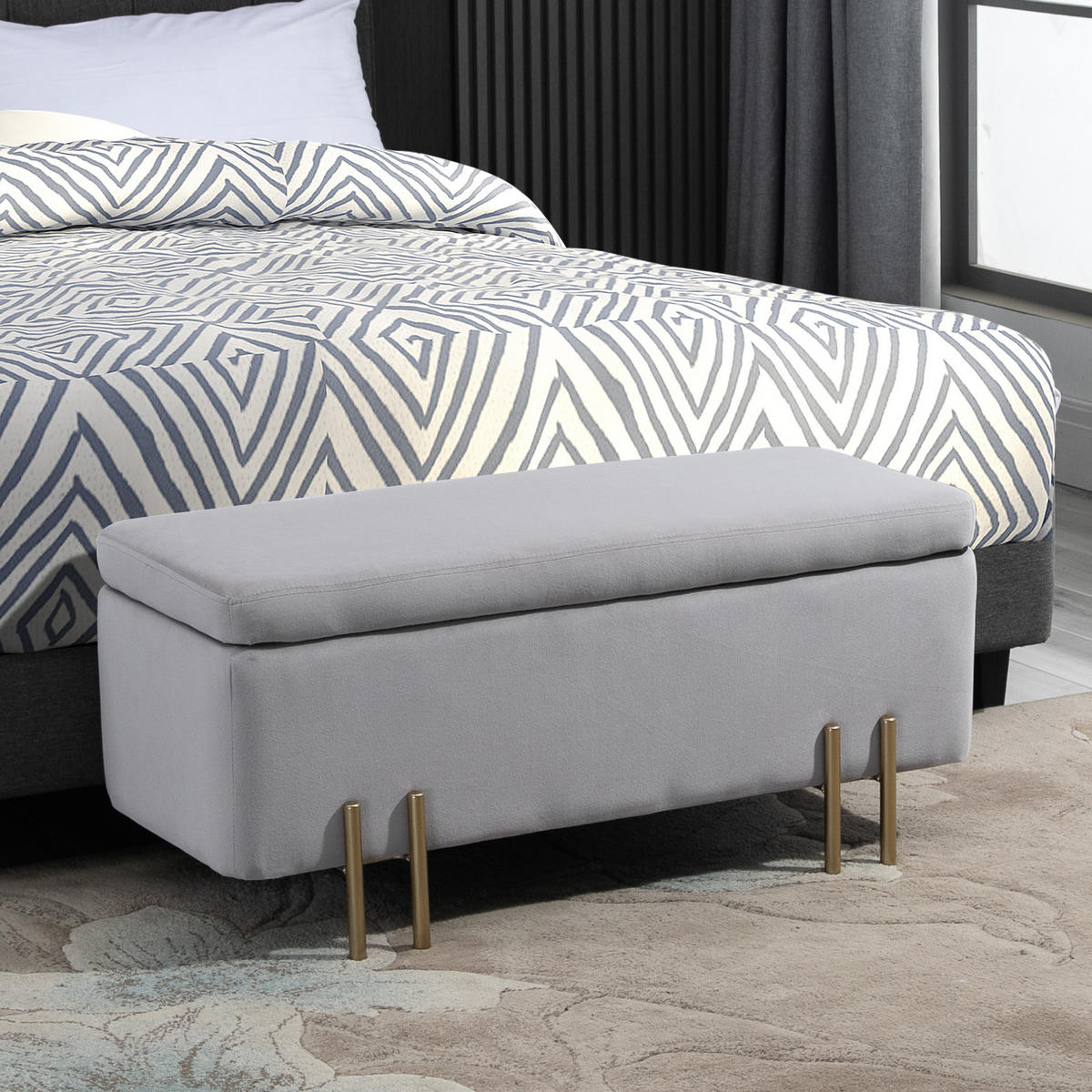 TRUHENBANK Hellgrau - Hellgrau, Kunststoff (40/42/100cm) - HOMCOM