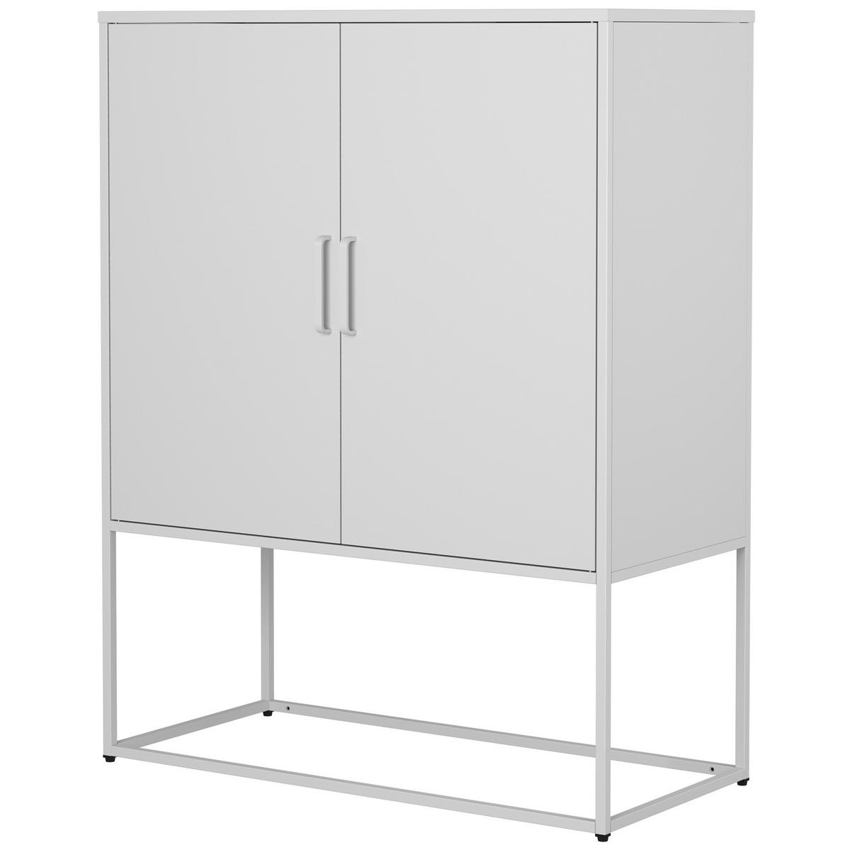 HIGHBOARD 85/40/109 cm in Weiß aus Metall mit 2 Türen & viel Stauraum - Weiß, Metall (85/109/40cm) - BEAOK