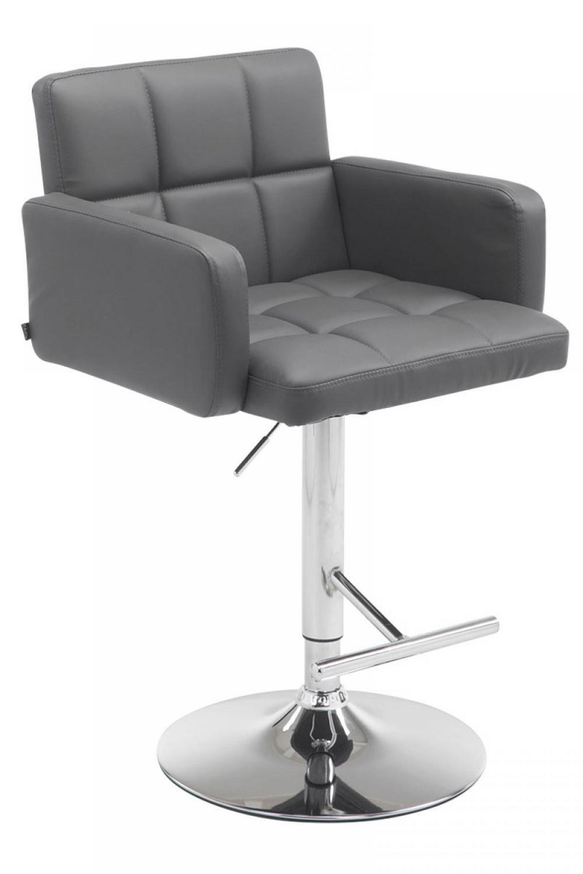 BARHOCKER Lederlook grau - Chromfarben/Grau, Textil/Metall (60/93/56cm) - CLP