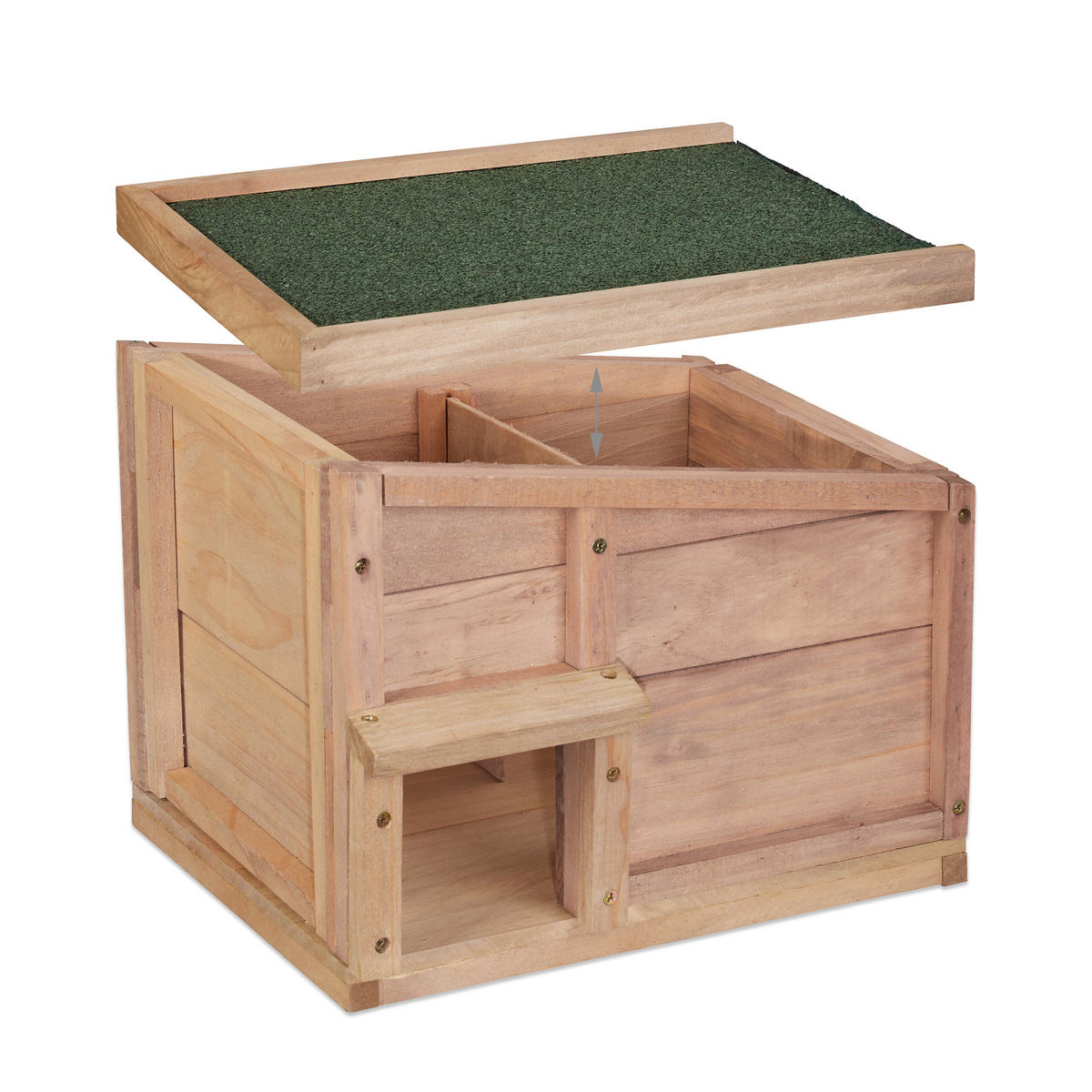 IGELHAUS - Hellbraun, Holz/Kunststoff (40/30/34cm) - Relaxdays