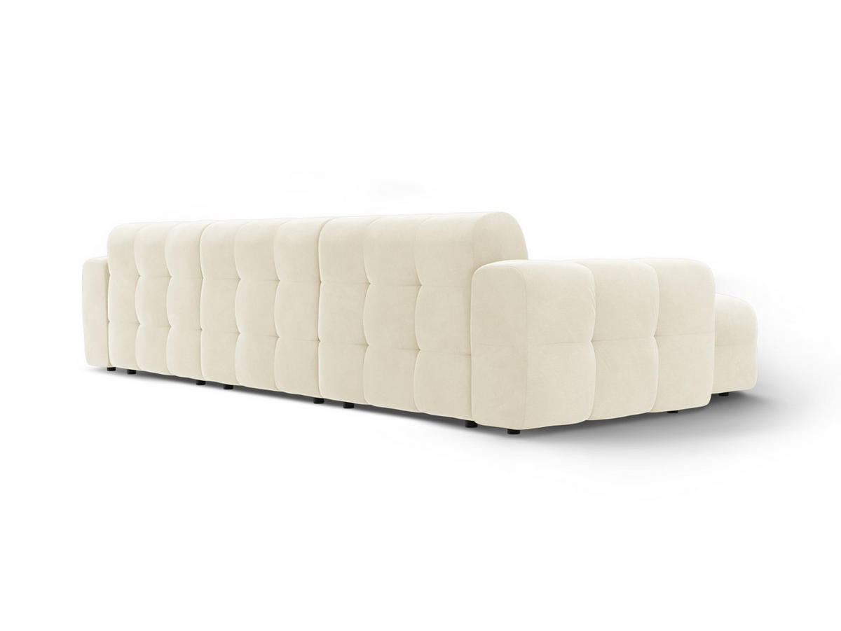 ECKSOFA links Kendal aus Samt elfenbein 5 Sitzplätze - Creme, Textil (173/357cm) - Micadoni