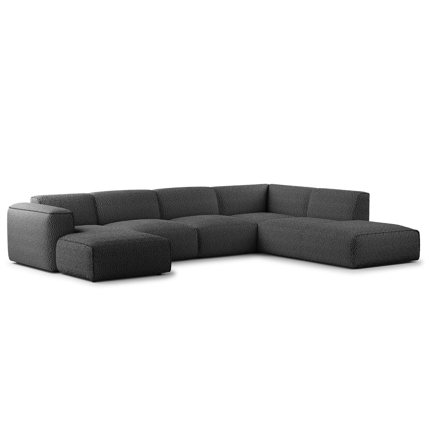 WOHNLANDSCHAFT mit Longchair - Anthrazit/Schwarz, Kunststoff/Textil (325/71/235cm) - home24