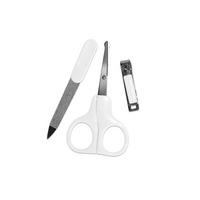 NAGELPFLEGESET 10240300 weiß Edelstahl, 3-teilig, Maniküre-Set 3-teilig, Nagelschere, Nagelfeile - Weiß, Metall (7/11cm) - Baby Care