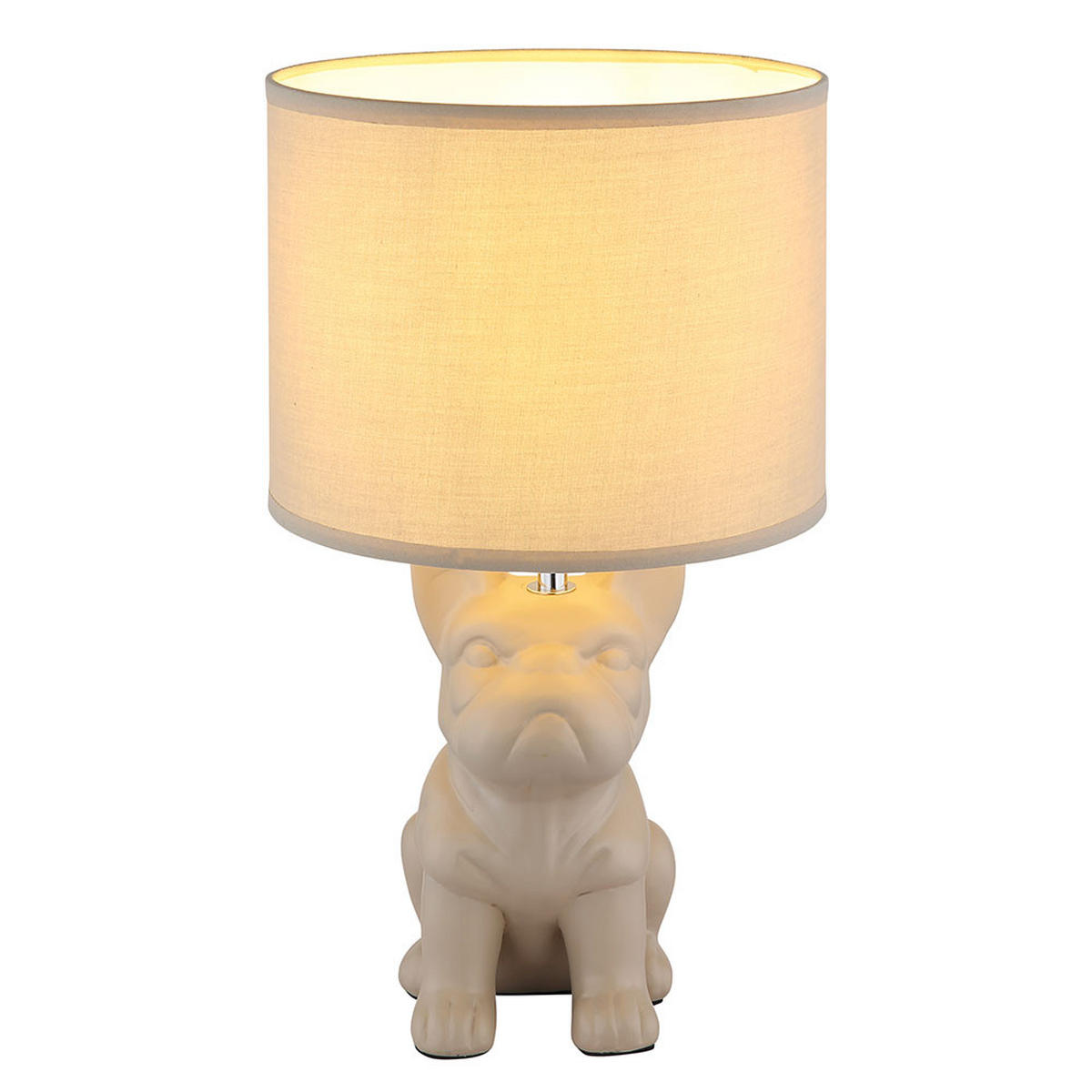 TISCHLEUCHTE Keramik Sandfarben Hunde Design - Beige, Textil (22/22/40cm) - Globo Lighting