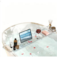 BADEWANNENABLAGE,PET-MATERIAL, (56,5–80) cm × 17,5 cm, Transparent - Transparent, Kunststoff (17.5/5/80cm) - Weltevree