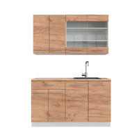 SINGLEKÜCHE Fame-Line Goldkraft Eiche/Weiß 140 cm, AP Eiche - Honigeiche/Eiche Wotan, Holzwerkstoff (140/81.6/60cm) - Vicco