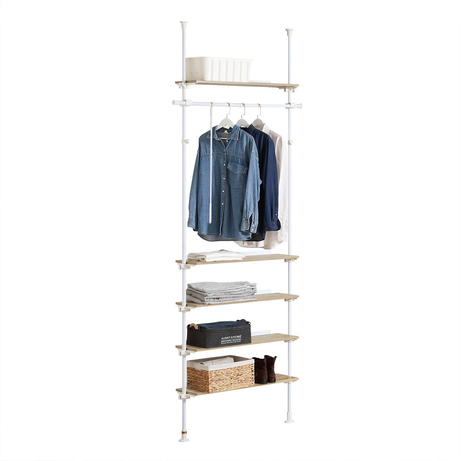 KLEIDERSTÄNDER Weiß-Natur - Weiß, Holzwerkstoff/Kunststoff (97/262/24cm) - SoBuy