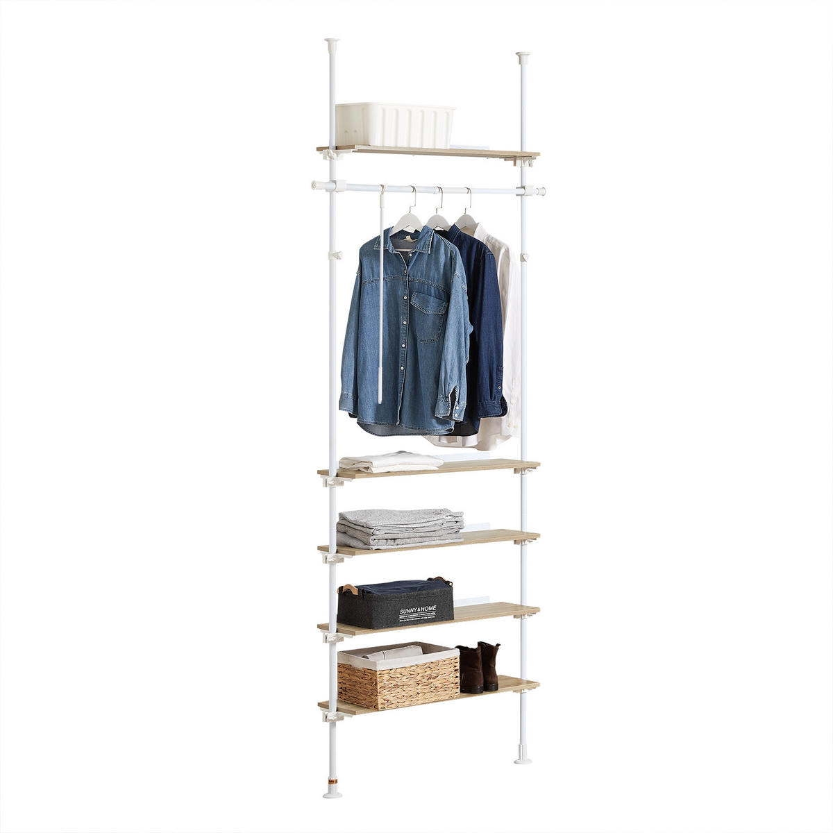 KLEIDERSTÄNDER Weiß-Natur - Weiß, Holzwerkstoff/Kunststoff (97/262/24cm) - SoBuy