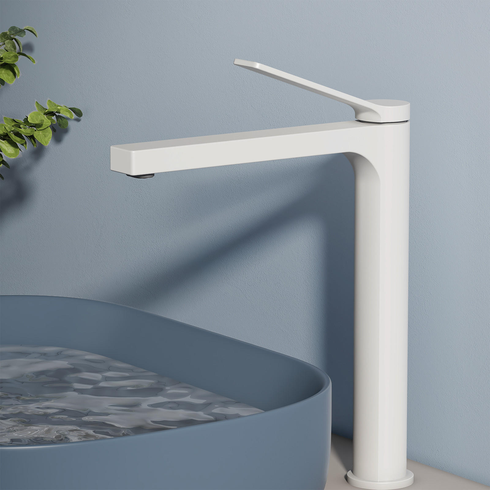 WASCHTISCHARMATUR mit Zertifiziertem Filterelement Weiß Matt Hoher Stil - Weiß, Metall (23.3/4.6/33.5cm) - EMKE