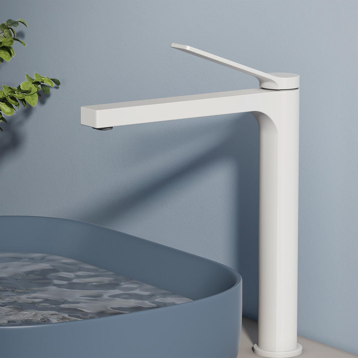 WASCHTISCHARMATUR mit Zertifiziertem Filterelement Weiß Matt Hoher Stil - Weiß, Metall (23.3/4.6/33.5cm) - EMKE