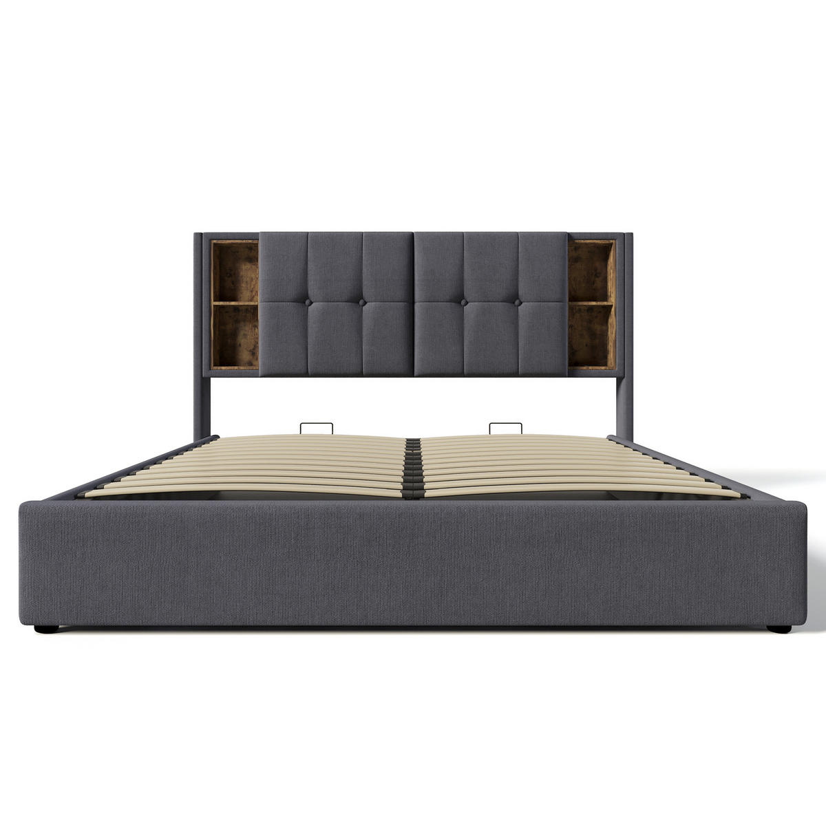POLSTERBETT mit Bettkasten 140/200 cm in Grau mit USB, kabellosem Laden und Matratze - Grau, Textil (140/200cm) - BEAOK