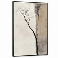 LEINWAND Bilder mit Rahmen - Wabi sabi - Pflanze - Beige - 100x150 - Taupe, Textil (100/150cm) - MuchoWow