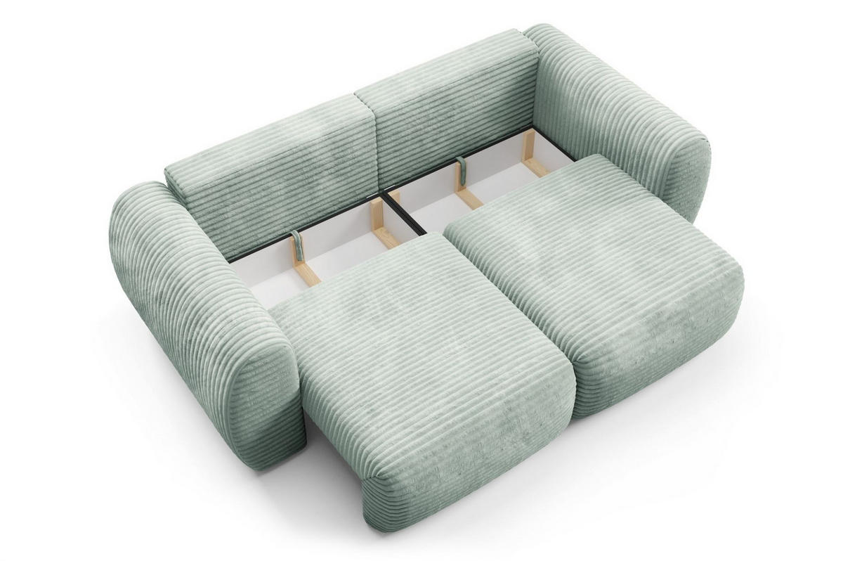 SCHLAFSOFA Simone - Salbeigrün, Holzwerkstoff/Textil (266/95/110cm) - Fun Möbel