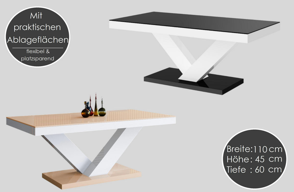 COUCHTISCH rechteckig Marmor dunkel Weiß Hochglanz 120/60/49 cm - Weiß Hochglanz/Anthrazit, Holzwerkstoff (60/120/49cm)