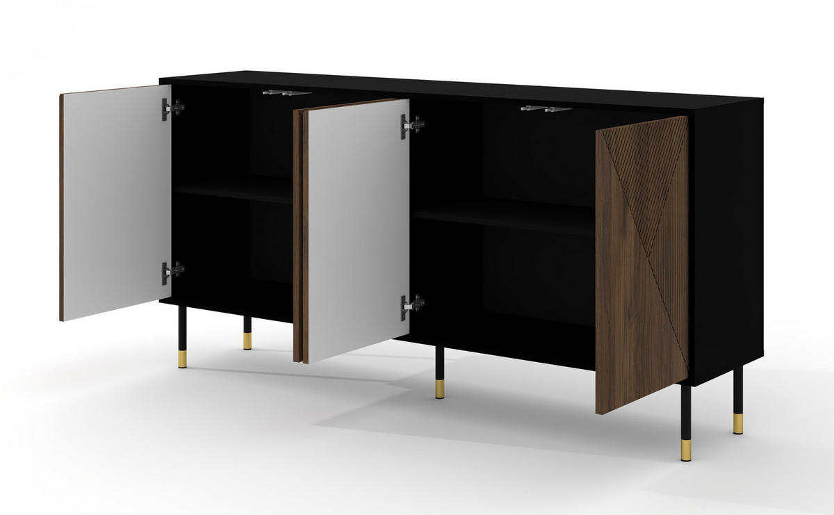 KOMMODE Schwarz, Catania Eiche 180/89/40 - Schwarz, Holzwerkstoff (180/89/40cm) - RAUMHIRSCH FURNITURE