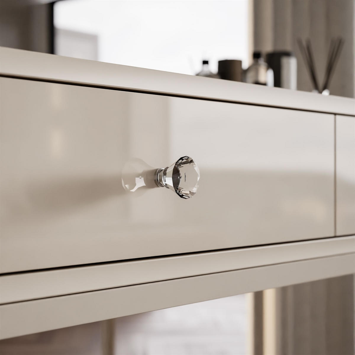 KONSOLE Glamour auf Kaschmir-Gestell mit Kristallgriff - Kaschmir, Holzwerkstoff (100/81/42cm) - Lookway