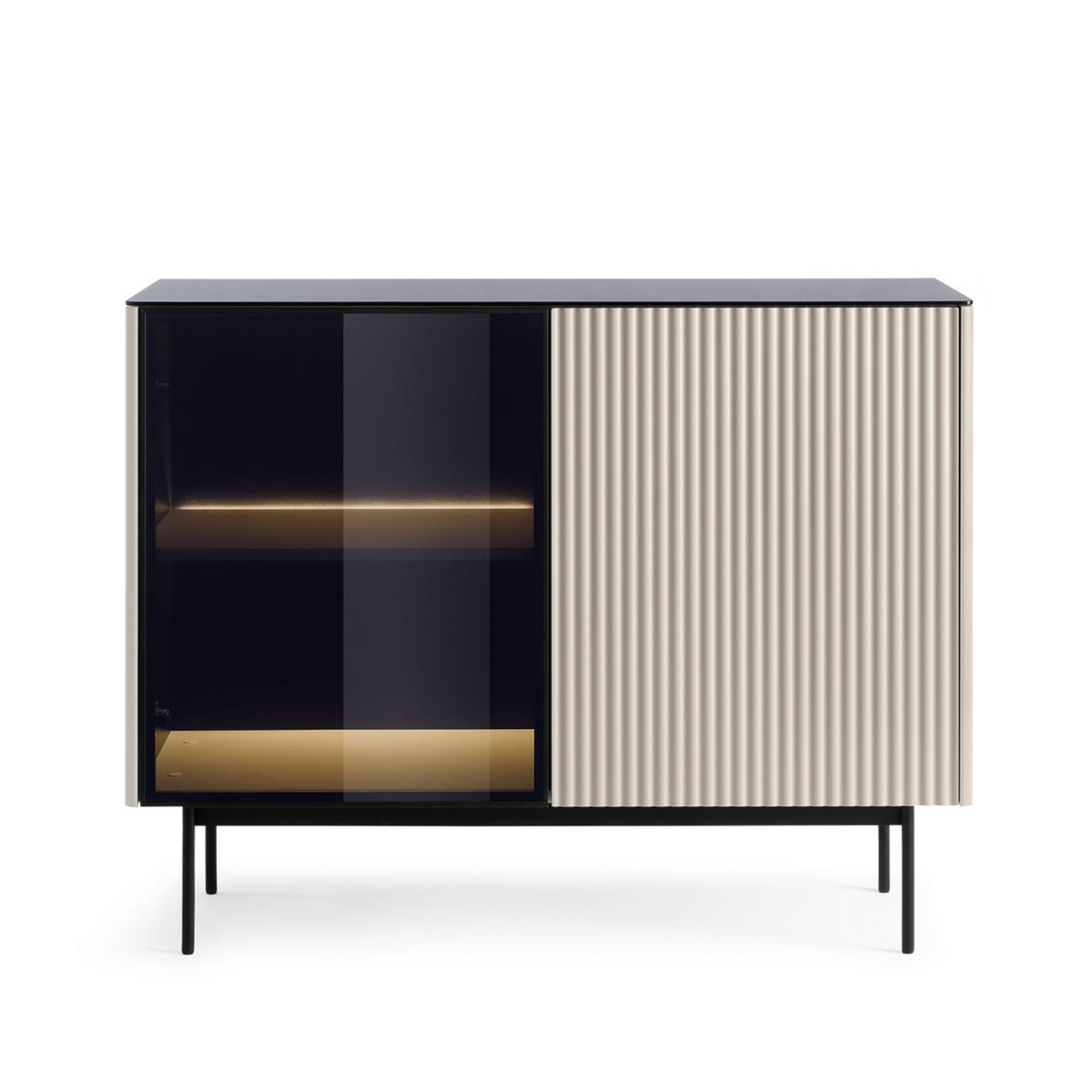 SIDEBOARD OLDEN KOM1 Glasplatte Kaschmir - Kaschmir, Glas/Holzwerkstoff (107/84/39cm) - Komodee
