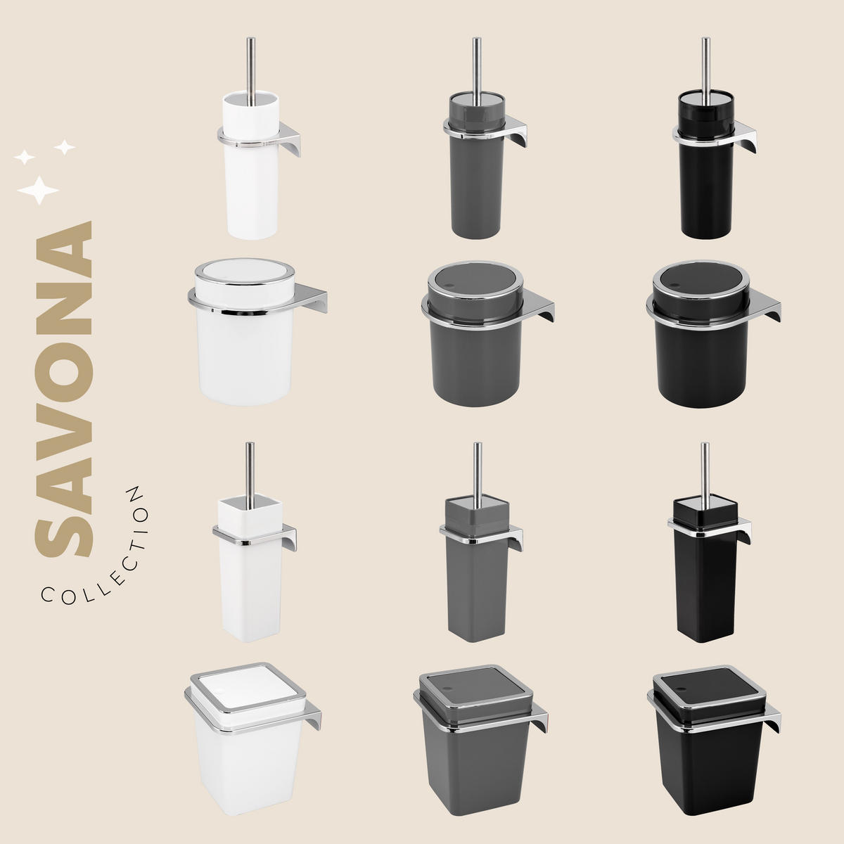 WC-GARNITUR SAVONA, schwarz, Kunststoff - Schwarz, Kunststoff (12/36.5/13cm) - bremermann