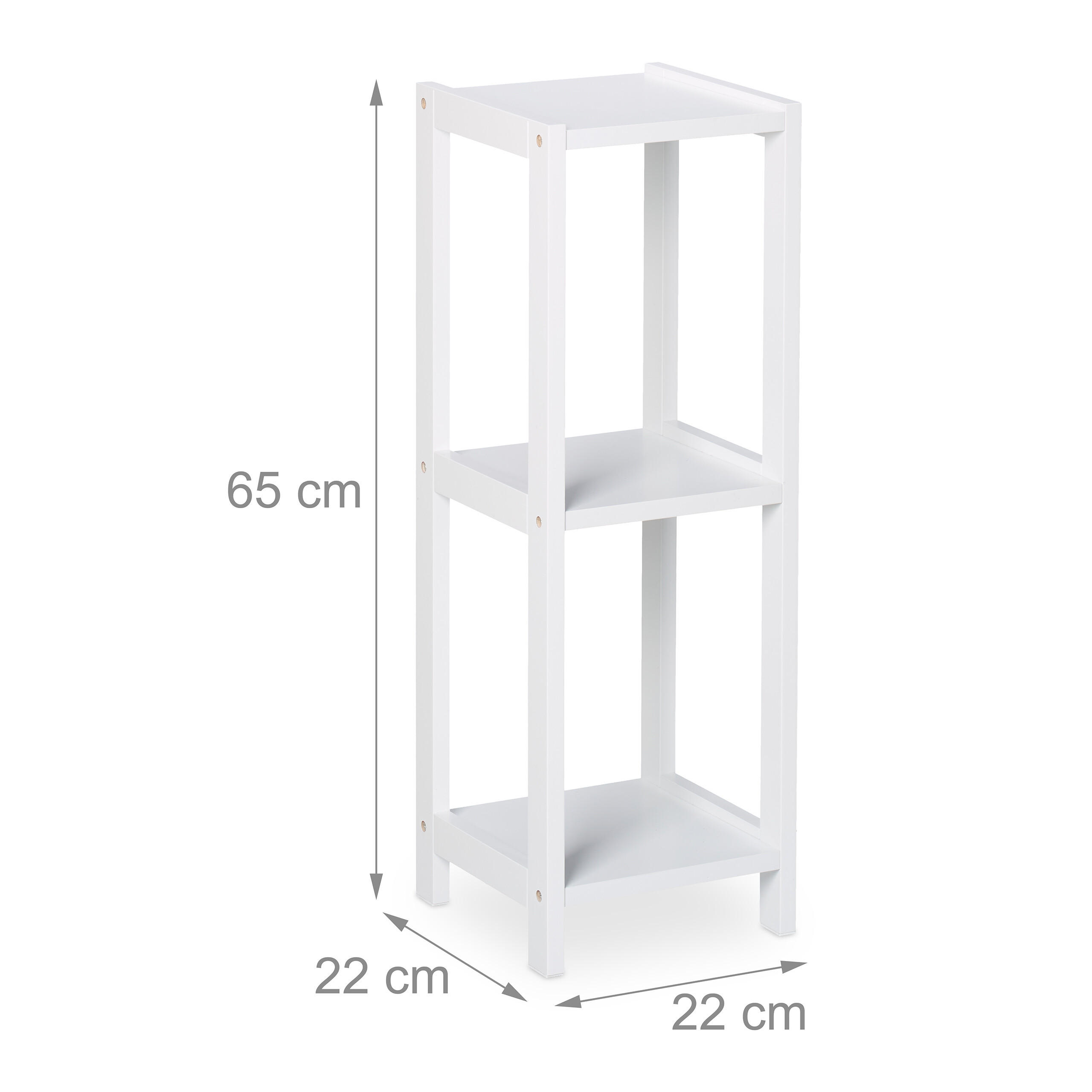 Thumbnail - Relaxdays Standregal, Weiß, Holzwerkstoff, Kunststoff, Quadratisch, 22x65x22 cm, Wohnzimmer, Regale, Bücherregale