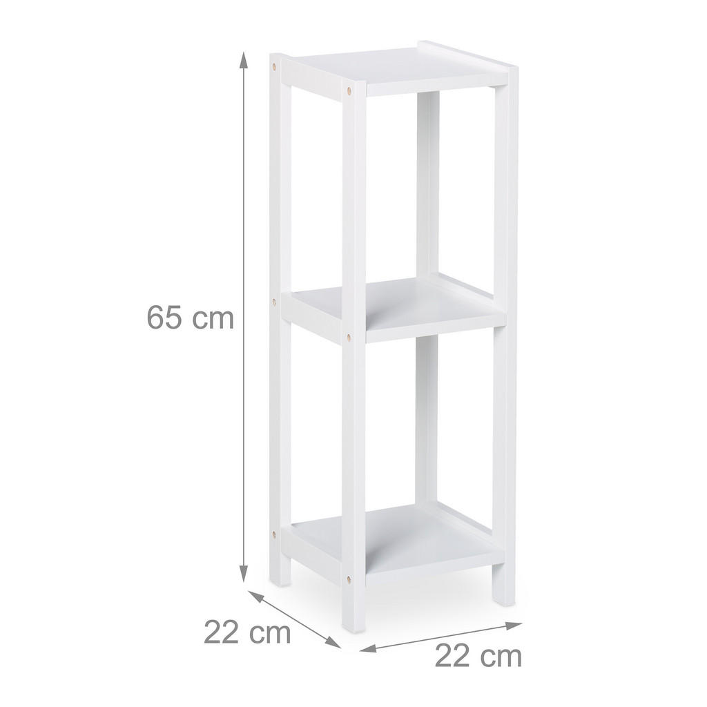 Thumbnail - Relaxdays Standregal, Weiß, Holzwerkstoff, Quadratisch, 22x65x22 cm, Wohnzimmer, Regale, Bücherregale