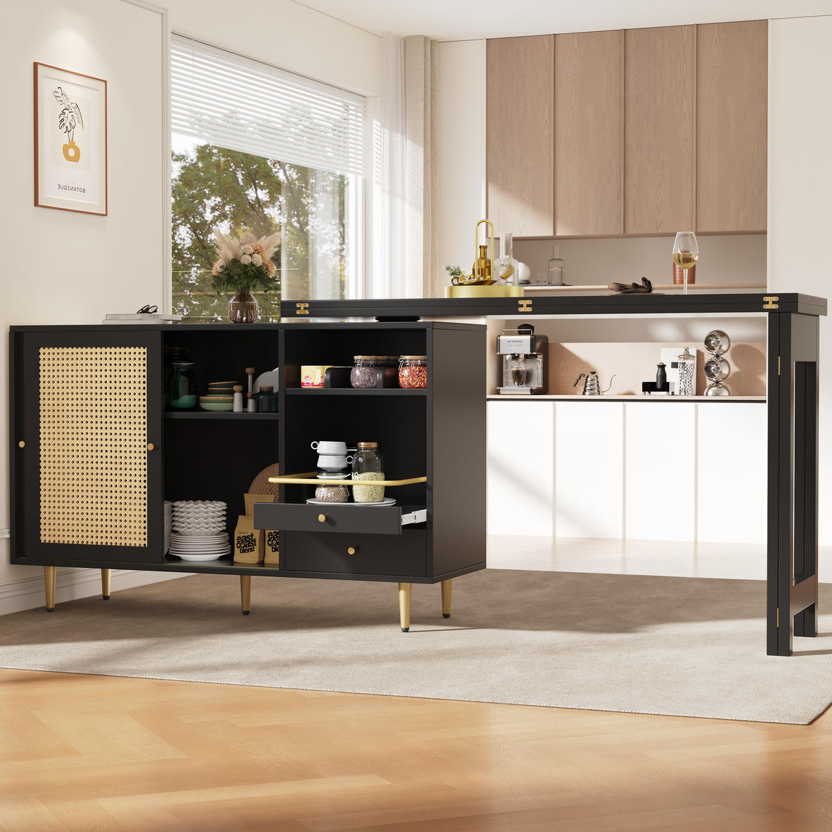 BARTISCH Schwarz 107/40/71,4 cm - Schwarz, Holzwerkstoff (40/76/187cm) - Urban Meuble