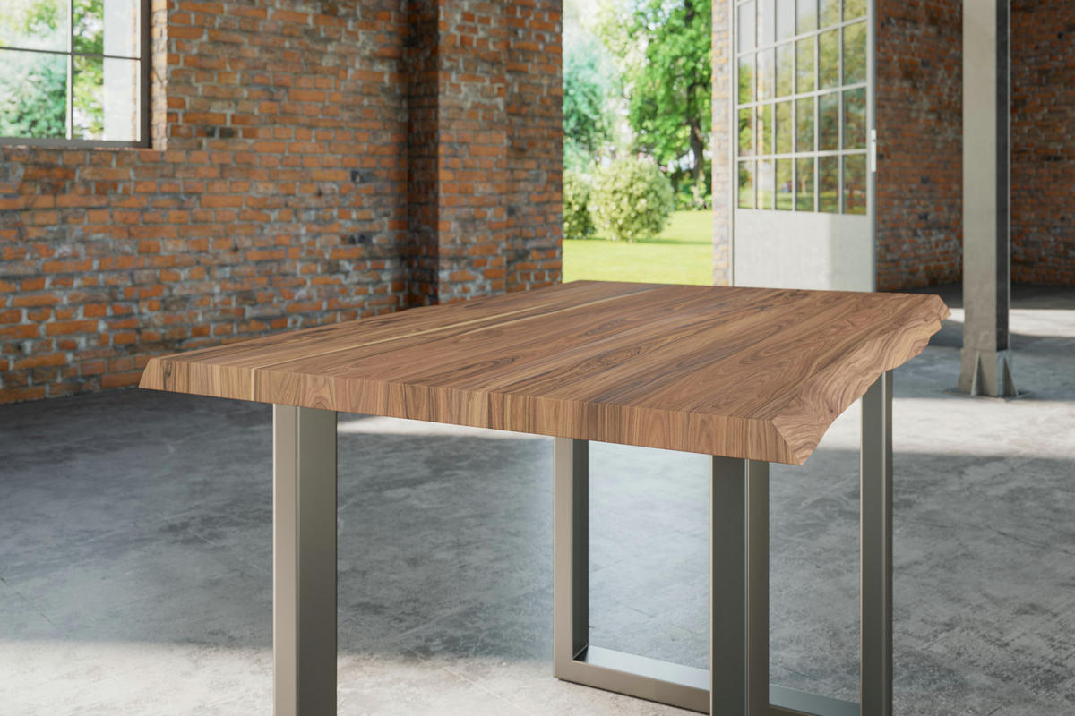 ESSTISCH LAUREN - Beige/Silberfarben, Holz/Metall (80/140/77cm) - SAM