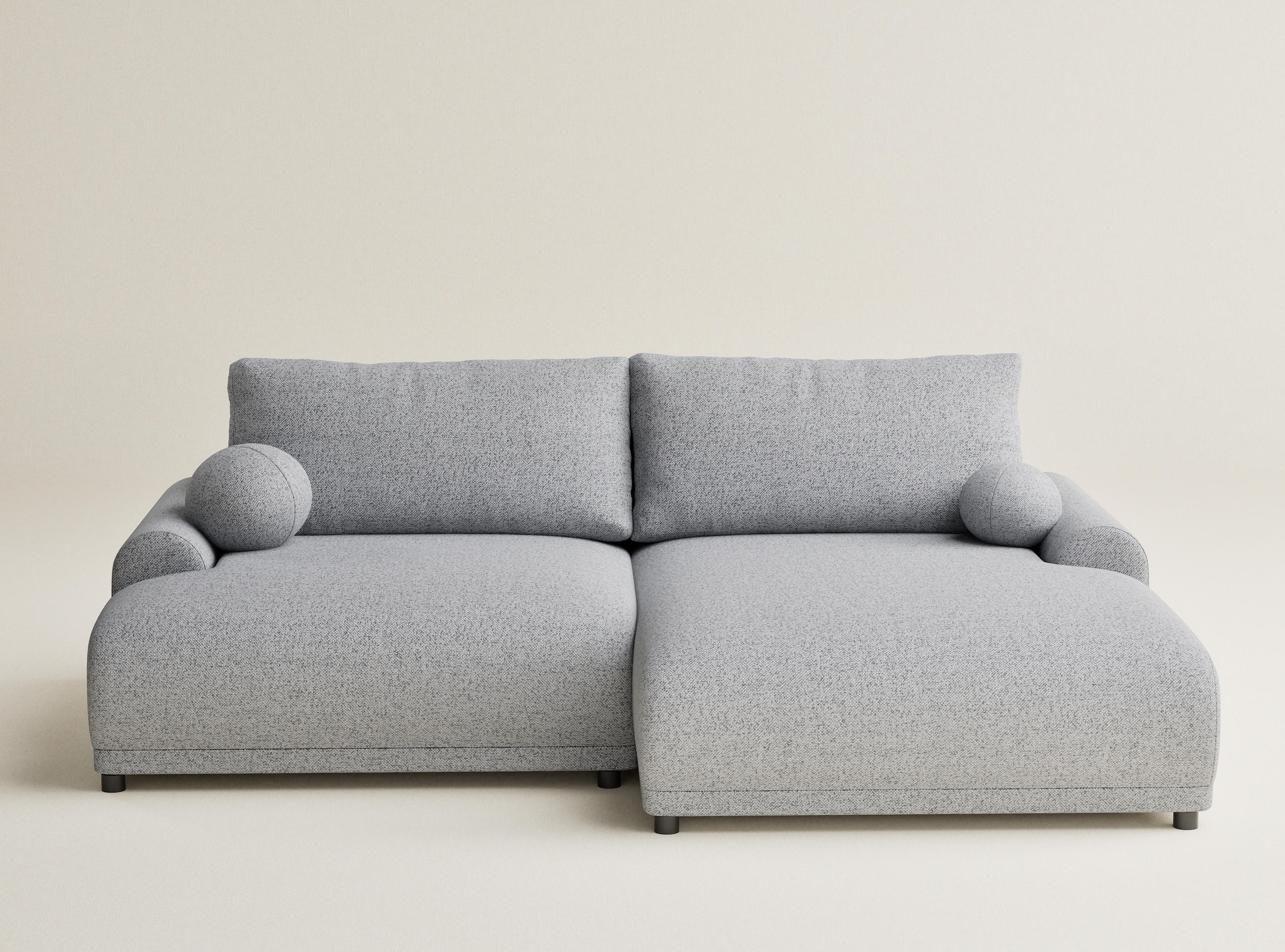 ECKSOFA MIT SCHLAFFUNKTION Tallin Hellgrau Webstoff - Hellgrau/Schwarz, Holz/Holzwerkstoff (240/145cm) - Maison de Reve