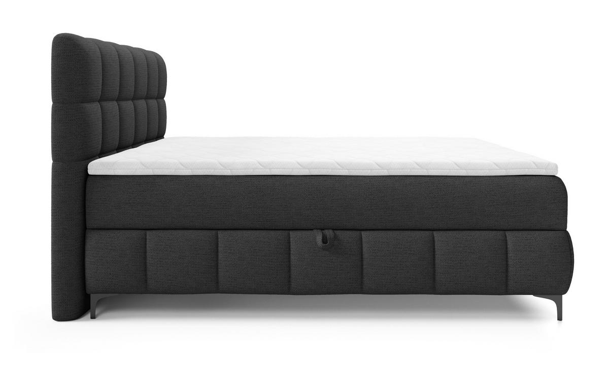 BOXSPRINGBETT 140x200 Altessa mit Bettkasten, Matratze, Topper, Schwarz - Schwarz, Holz/Textil (140/200cm) - Emporius