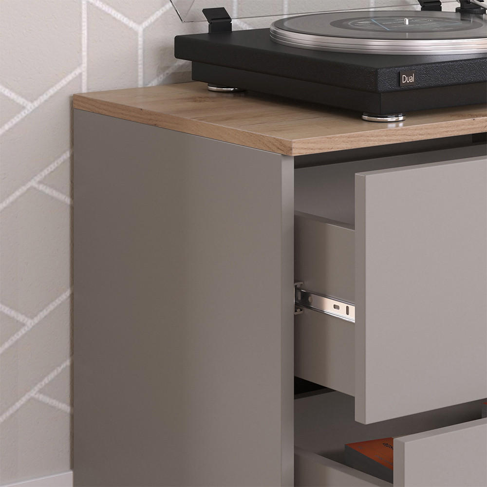 KOMMODE Wido Greige 60 x 50 cm mit 2 Schubladen - Greige/Sonoma Eiche, Holzwerkstoff (60/50/40cm) - Vicco