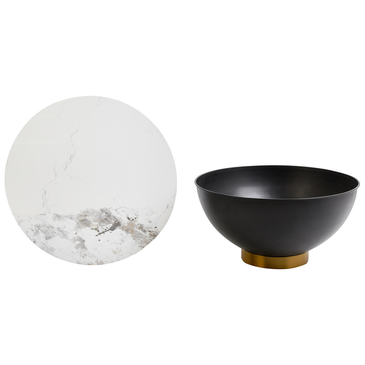COUCHTISCH Schwarz/Gold/Weiß Nadine - Goldfarben/Schwarz, Stein (74/74/37cm) - Beliani