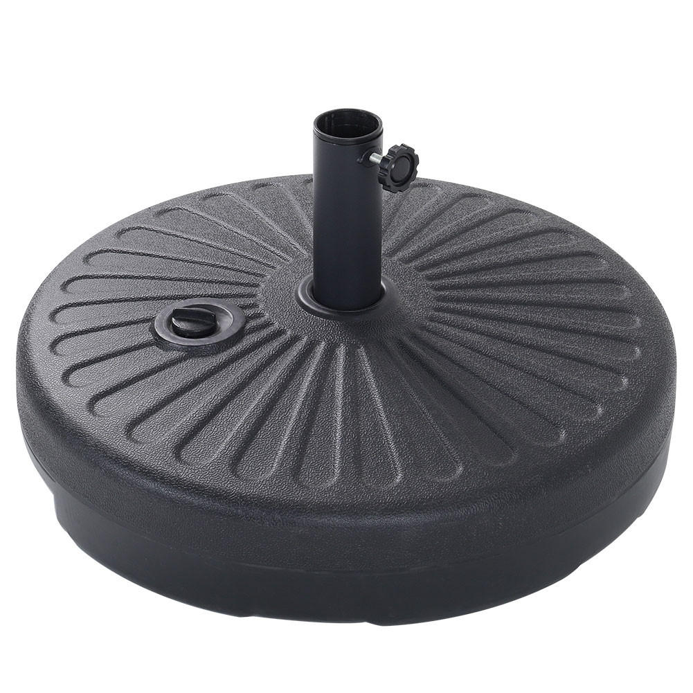 SONNENSCHIRMSTÄNDER Sonnenschirmfuß aus PP in Schwarz mit dekorativem Muster round befüllbar wetterfest standfest Ø56 × 30 cm befüllt bis zu 28 kg - Schwarz, Kunststoff (56/30cm) - Livingandhome