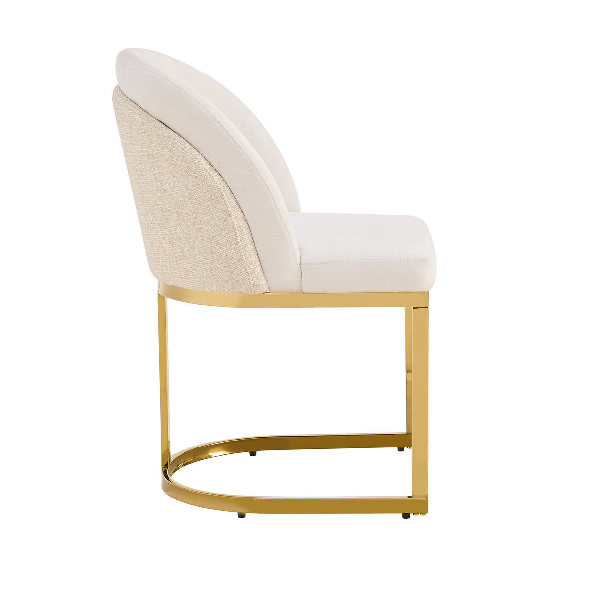 ESSZIMMERSTUHL 2er Set Chenille Beige Gold Modern - Beige, Textil (59/85/52cm) - FLIEKS