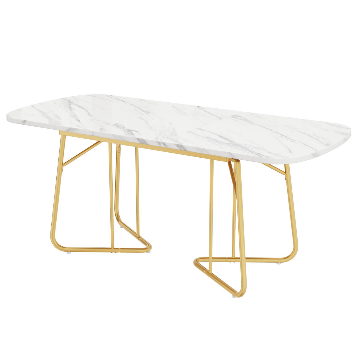 JEDÁLENSKÝ stôl 140/180/80 cm, MDF s mramorovým dekorom, biely, rozkladací - bridlicová, kompozitné drevo (180/80/75cm) - BEAOK