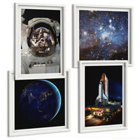 BILDER SET 4er Set - 50x50 cm & 40x60 cm Weißer Rahmen - Weltraum Erde Astronaut Rakete - Weiß, Kunststoff (50/50cm) - TULUP