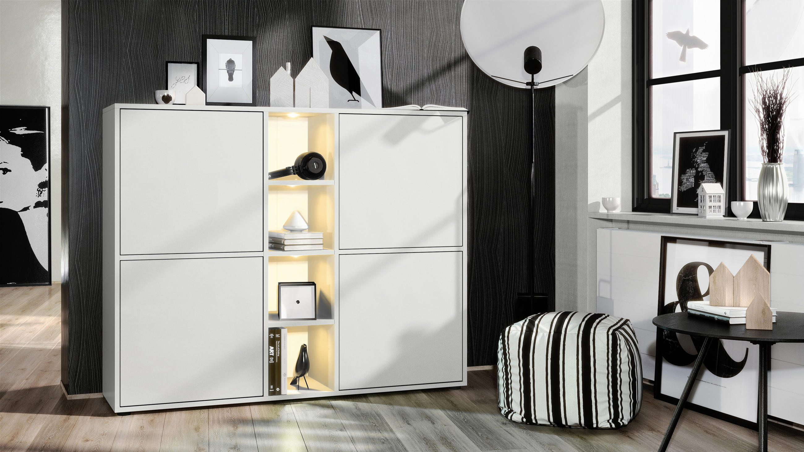 HIGHBOARD Cuba Türen in Weiß matt - Weiß, Holzwerkstoff (130.5/105.5/35.5cm) - Vladon