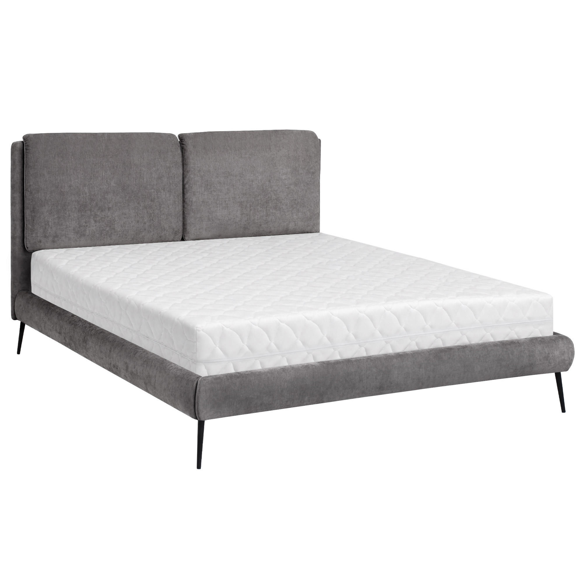 Beautysofa ČALOUNĚNÁ POSTEL Nuit, dvoulůžko 160x200 cm s taštičkovou matrací 26 cm, žinylková látka, tmavě šedá