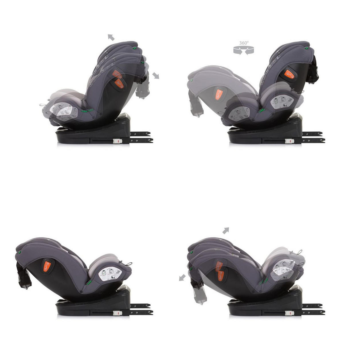 KINDERSITZ Volare i-Size (40-150cm) grau Isofix, drehbar, SPS, Top Tether - Grau, Kunststoff (46/78/42cm) - Chipolino