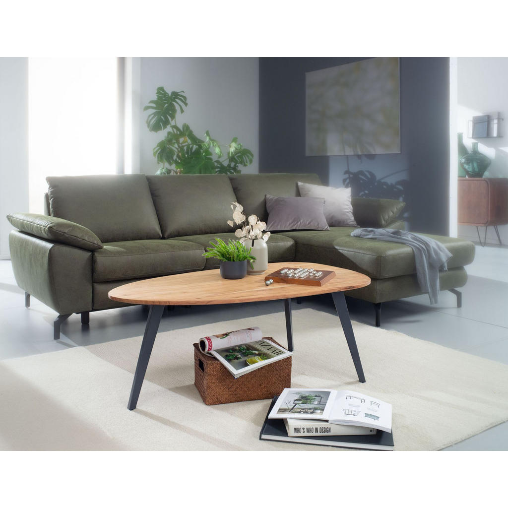 Thumbnail - Kadima Design Couchtisch, Beige, Holz, Echtholz,Akazie, Organisch,Oval, Stativgestell, 110x45x60 cm, Wohnzimmer, Wohnzim...