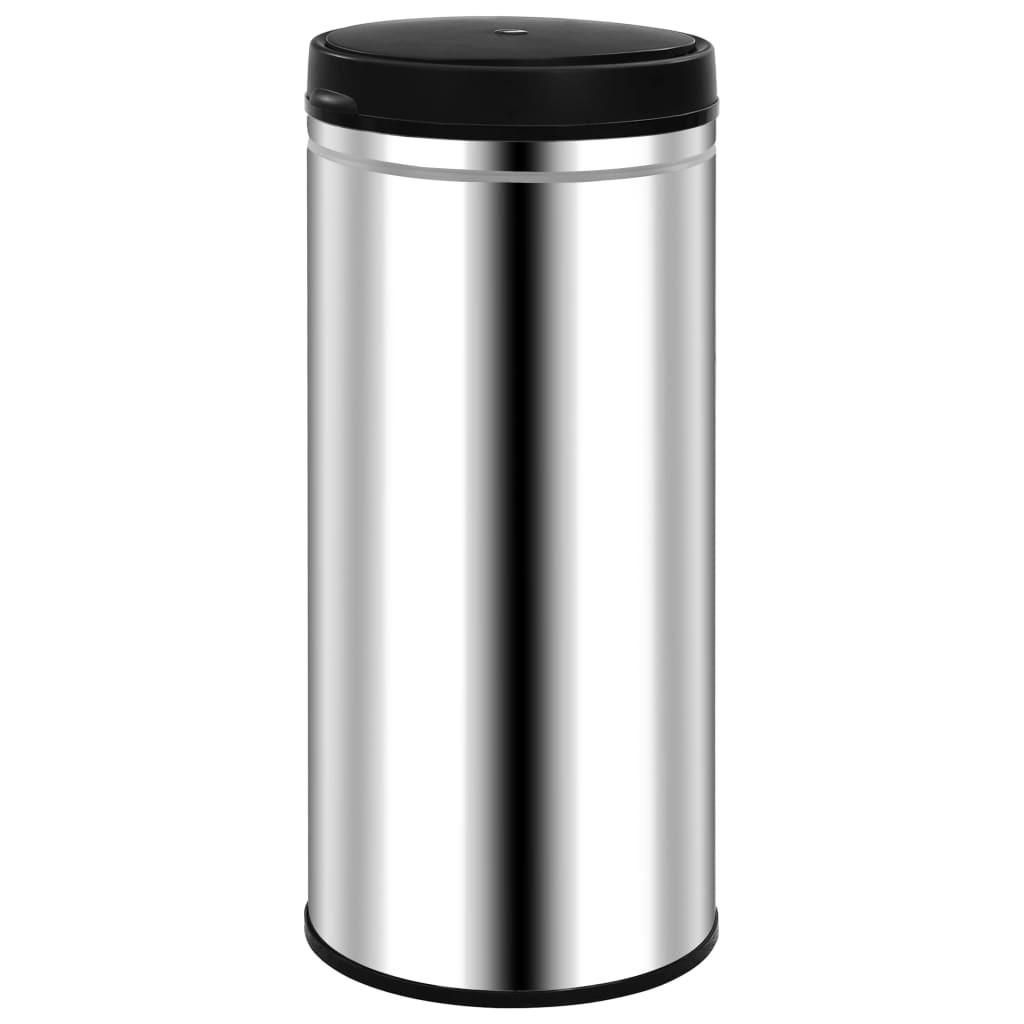 MÜLLEIMER mit Sensor 80L Edelstahl Abfalleimer Automatik - Silberfarben, Metall (36/86/36cm) - DELUKE