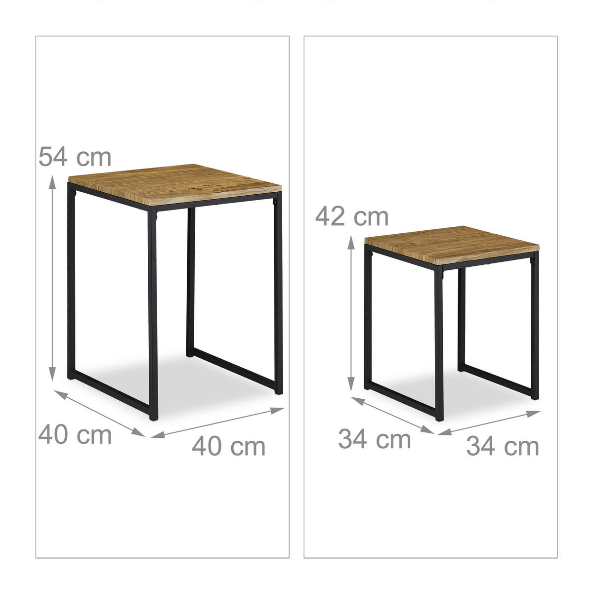2XBEISTELLTISCH - Multicolor, Holzwerkstoff/Kunststoff (40/40/54cm) - Relaxdays