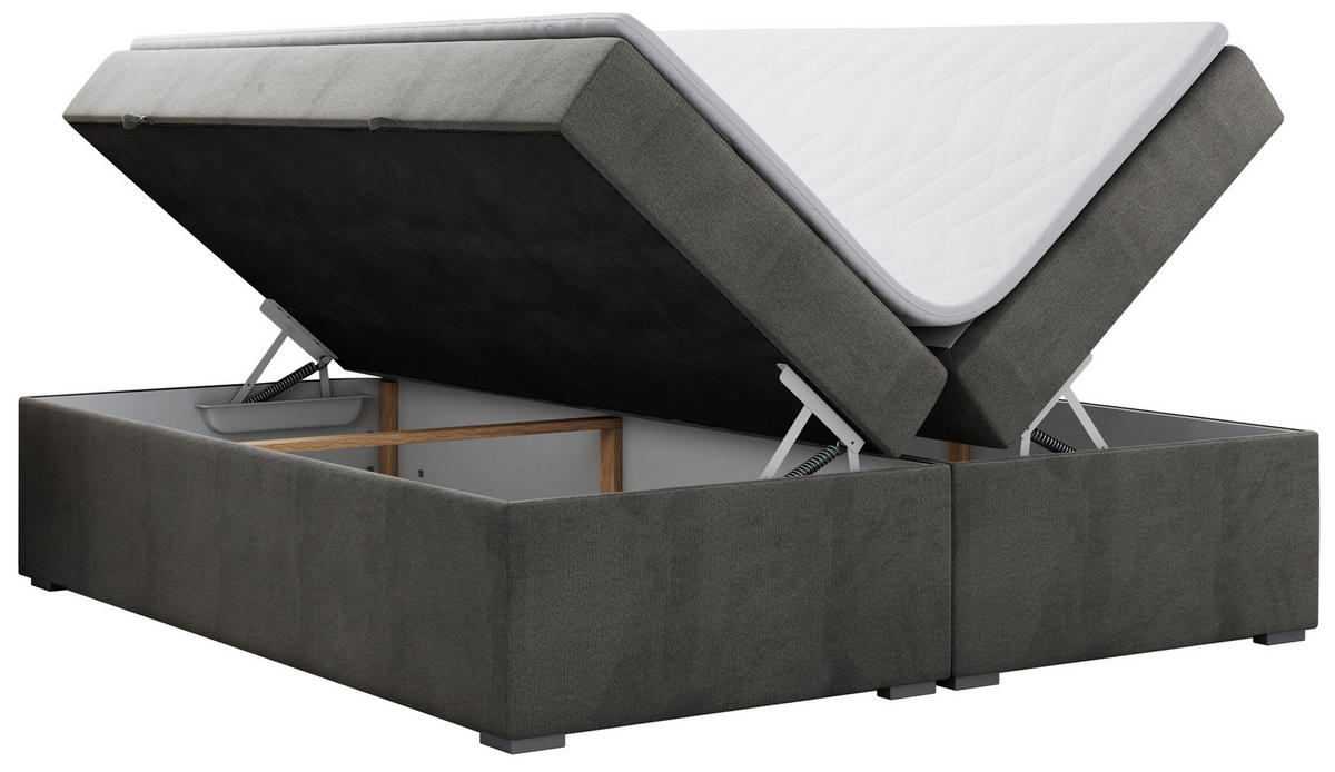BOXBETT BESS 140/200 Dunkelgrau Velvet - H3 - Dunkelgrau, Holz/Textil (140/200cm) - MKS