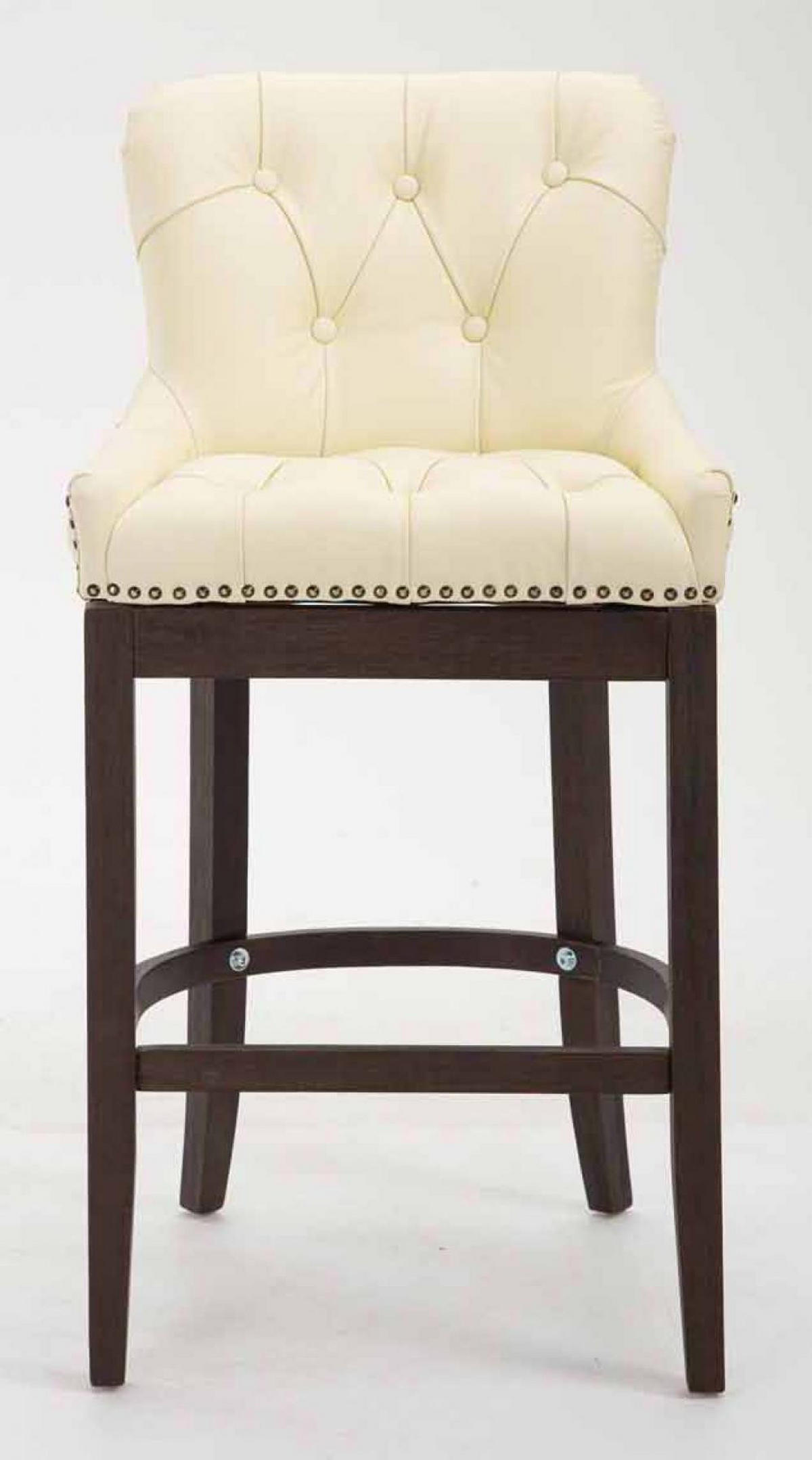 BARHOCKER 2er Set Echtleder creme - Creme, Leder/Holz (55/109/57cm) - CLP