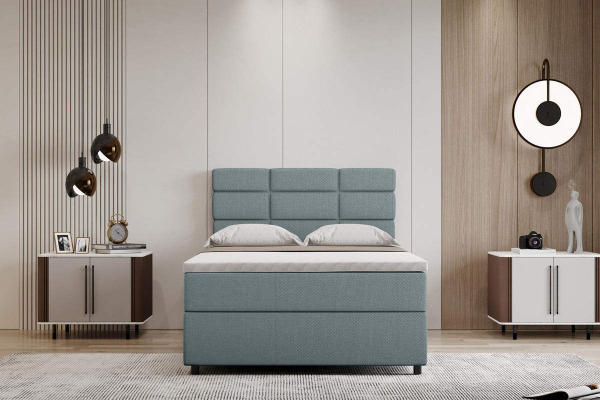 BOXBETT Reve 120 x 200 cm mit Bettkasten und Lattenrost ohne matratze - hellblau - Hellblau, Holz (120/206cm) - Panda Möbel