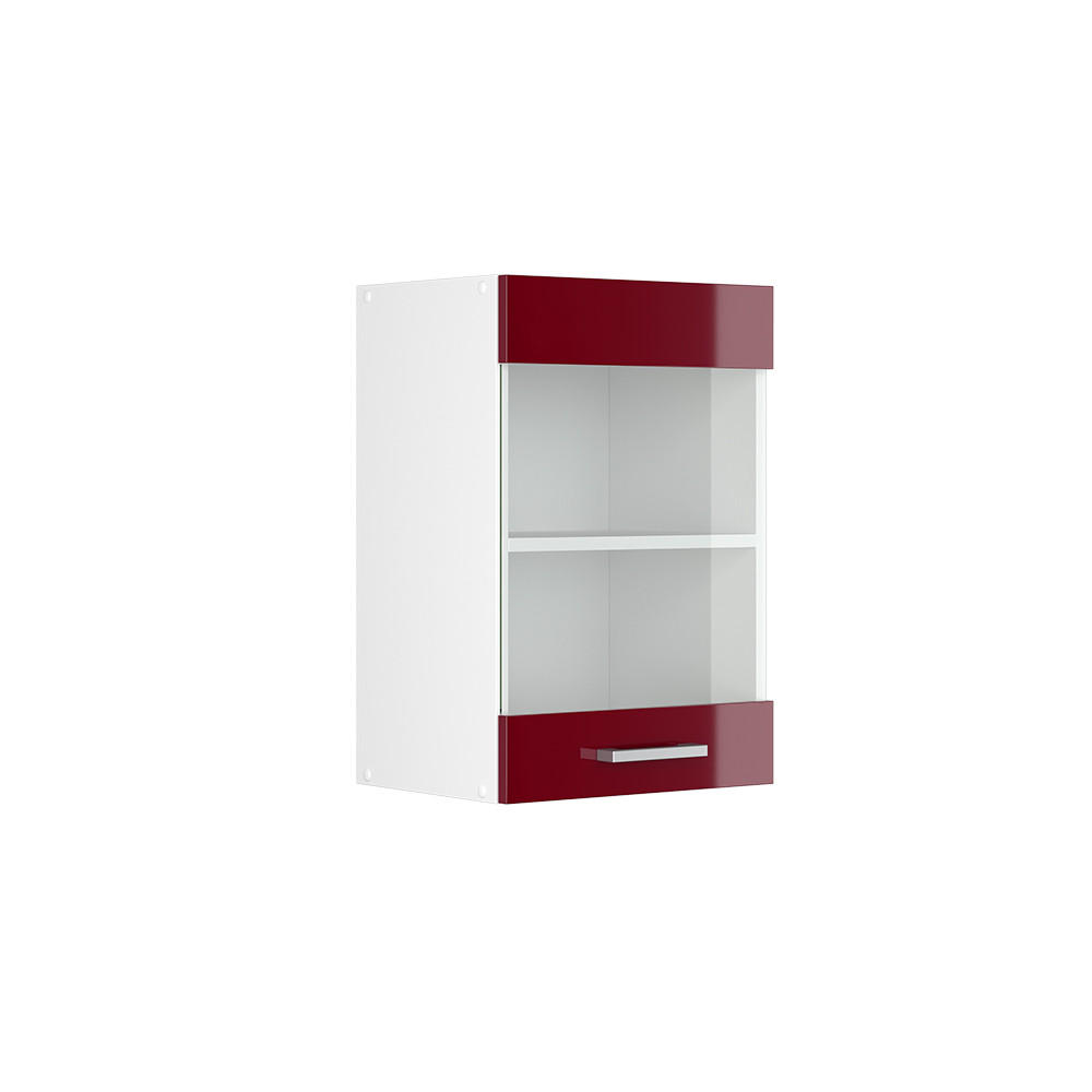 KÜCHENGLASSCHRANK R-Line Rot Hochglanz 40 cm - Rot/Weiß, Holzwerkstoff (40/60/31cm) - Vicco