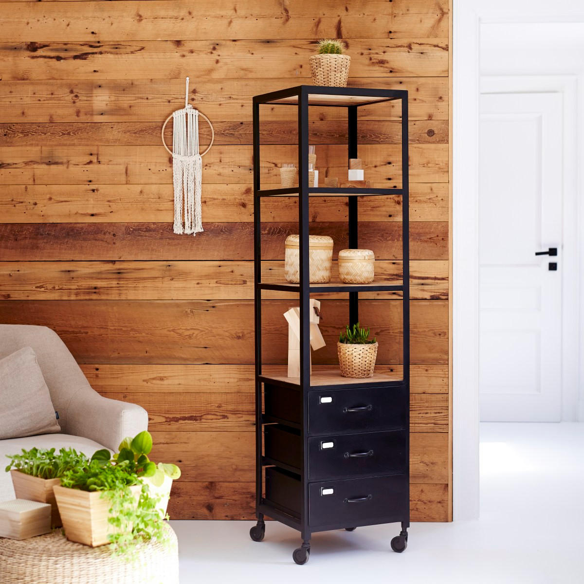 BÜCHERREGAL Industriel Schwarz aus Metall - Schwarz, Metall (43/167/40cm) - Tikamoon